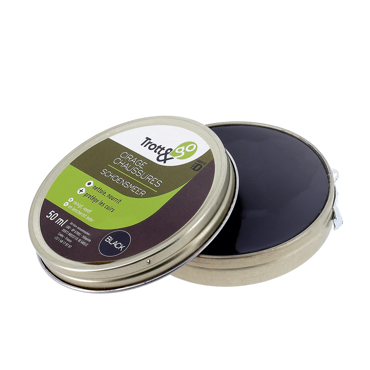 Cirage Noir Trott & Go - Entretien Et Nourriture Pour Chaussures En Cuir, 50ml