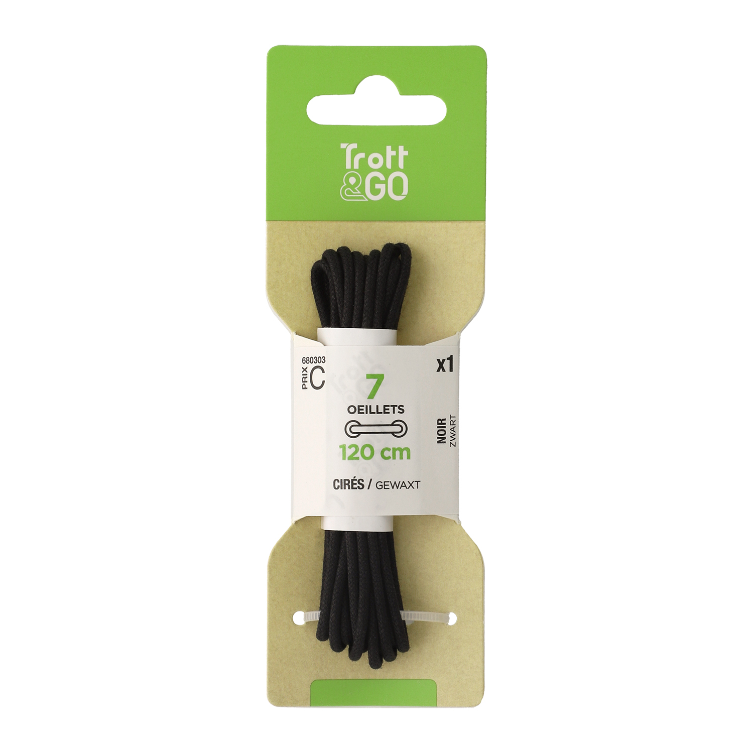 Lacet ciré noir 120 cm