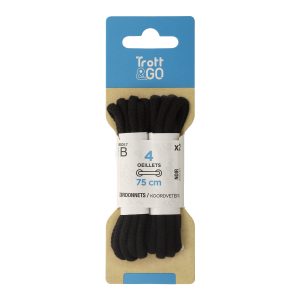 Lacets cordonnets noir 75 cm