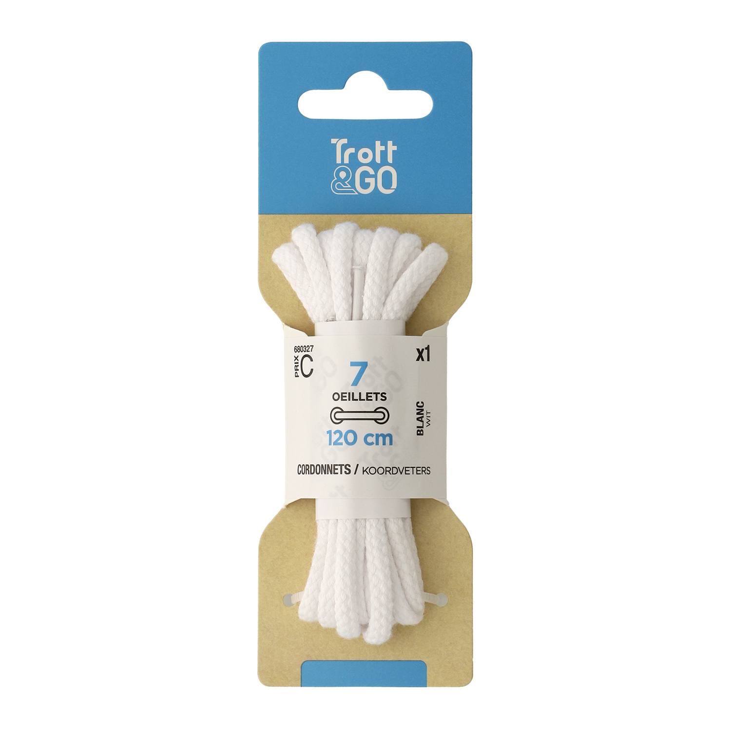 Lacet cordonnet blanc 120 cm