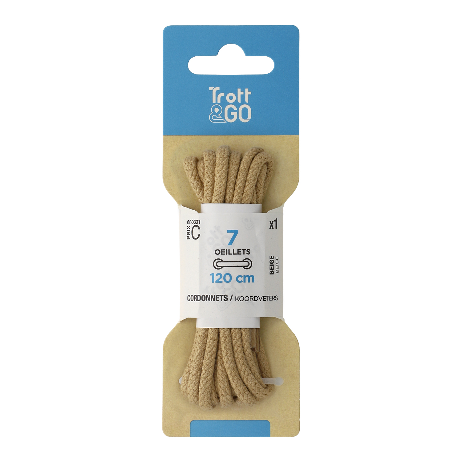 Lacets cordonnets beige 120 cm